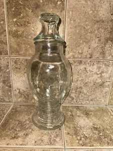 Vintage Apothecary Jar Clear Glass Drug Store Candy Jar With Lid #3 On Bottom - Picture 1 of 7