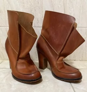 RARE Maison Margiela Tan Brown Camel Leather Ankle Work Flap Boots Heels EUR40 - Picture 1 of 11