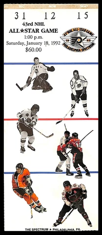 January 18, 1992 NHL All-Star Game Ticket Stub Philadelphia 179661 Cover