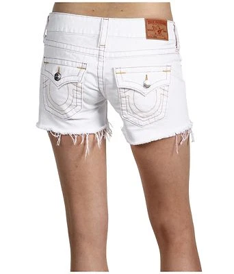 NEW $179 True Religion Jeans Keira 24 x 4 Cut-Off Hem Shorts Lowrise White Denim - Image 1 of 4