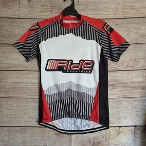 Ride Industries Cycle Jersey ~ To Fit Size L Men's ~ Short Sleeve Red Grey White - Picture 1 of 11