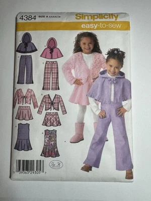 Simplicity 4384 Jumper Skirt Pants Jacket Girls Sewing Pattern Uncut Size 3-8 - Image 1 of 4