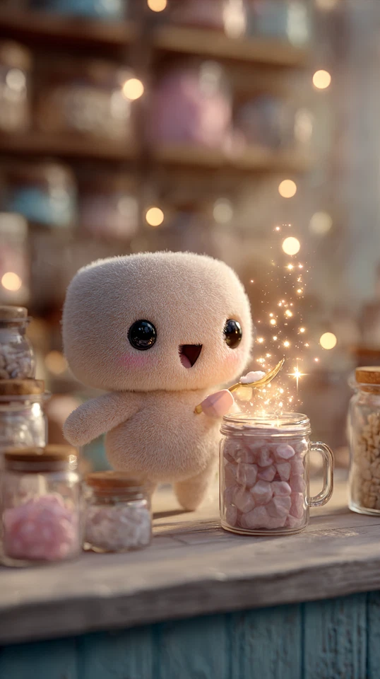 Adorable Plush Creature In A Cozy Kitchen - Image 1 of 1