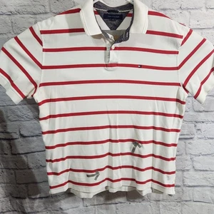 Camisa polo Tommy Hilfiger XL a rayas rojas y blancas para hombre - Imagen 1 de 10