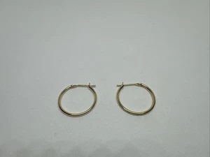 Jcm 10k Fine Yellow Gold 17mm Round Circle Ring Hoop Snap Stud Earrings - Picture 1 of 11