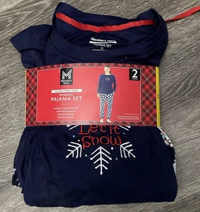 Conjunto de pijama Members Mark para mujer azul medio vacaciones estampado de muñeco de nieve Let It - Imagen 1 de 3