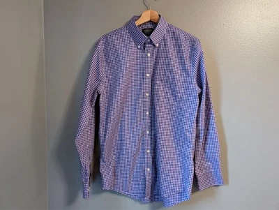 Camisa de vestir Nordstrom para hombre ajuste púrpura a cuadros sin planchar talla 15 1/2 34/35 Foto 1 de 4