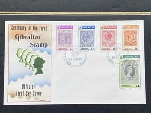 Gibraltar 1986 FDC Stamp Centenary OF THE FIRST GIBRALTAR STAMPS - Picture 1 of 3