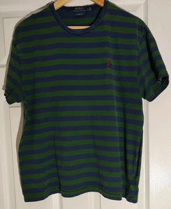 Herren Polo Ralph Lauren grün/königsblau gestreift klassische Passform T-Shirt-Large - Bild 1 von 6
