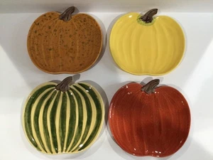 Vintage Lot 4 Williams Sonoma glasierte Keramik Teller in Kürbisform Herbst Ernte - Bild 1 von 8
