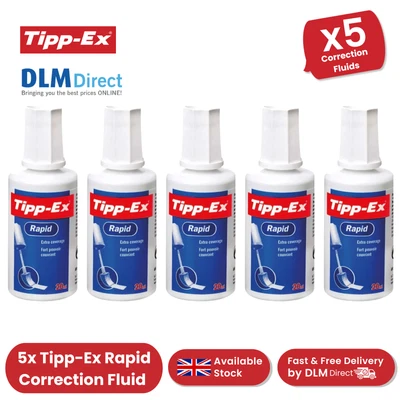 5 x Tipp-Ex Rapid Correction Fluid - 20ml Quick-Drying - Coverage for Mistakes