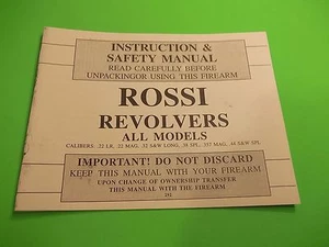 ROSSI REVOLVERS ALL MODELS INSTRUCTIONS & SAFETY MANUAL - Picture 1 of 2