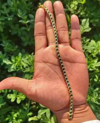 Теннисный браслет 10 карат круглой огранки с желтым сапфиром 14 карат Втч позолота 7 дюймов - Изображение 1 из 2