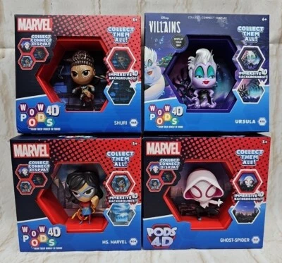 Marvel/Disney WOW PODS 4D - Lote de 4 SHURI, Ghost-Spider, Ms Marvel y Ursula Foto 1 de 4