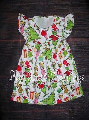 NUEVO Vestido Boutique Grinch Estola Navidad Niñas Sin Mangas Perla Foto 1 de 4