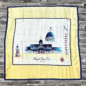 Disneyland Paris 100 % Seide großer quadratischer Schal - Newport Bay Club Druck - Vintage NEU - Bild 1 von 6