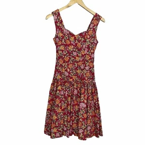 Vintage LAURA ASHLEY Red Floral Sundress with Back Bow Size 6 - XS/S - Picture 1 of 7