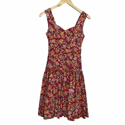 Vintage LAURA ASHLEY Red Floral Sundress with Back Bow Size 6 - XS/S - Image 1 of 4