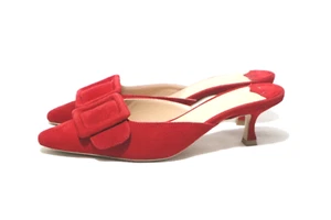 Tony Bianco Size 7 Womens Red Leather Stonewash Suede Half Shoe Kitten RRP $179 - Picture 1 of 6