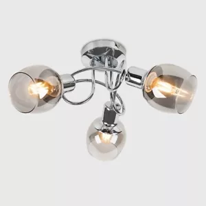 Luz de techo MiniSun - Moderno cromo 3 vías remolino vidrio ahumado tonos bombillas LED - Imagen 1 de 9