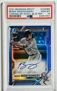 Benny Montgomery PSA 10 2021 1st Bowman Draft 081/150 Blue Refractor Auto CDA-BM