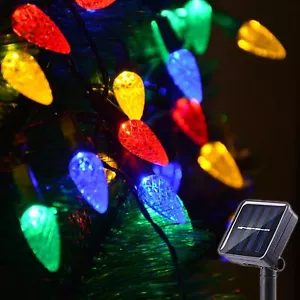 Solar Christmas Lights Outdoor C6 Strawberry String Lights, LED Christmas Fairy - Picture 1 of 1