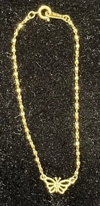 Bracciale Vintage AVON Goldtone Filigrana Farfalla su Corda Catena 7” Bambino o Adulto - Foto 1 di 3