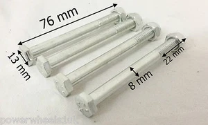 NU104 SET OF 4 (76MM x 8MM) FIXING HEX BOLTS WITH NUTS TRAILER PARTS 13MM - Picture 1 of 1