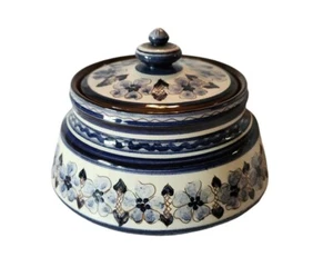 Handcrafted Keramik Haas Blue & White Floral Ceramic Lidded Dish - Picture 1 of 9
