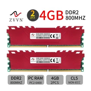 ZVVN 8GB 2x 4GB DDR2 800MHz PC2-6400U CL5 intel Desktop PC Gaming Memory RAM Red - Picture 1 of 11