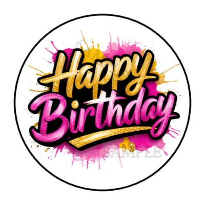Happy birthday stickers, labels, tags, envelope seals party favors - Image 1 of 2