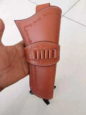 Revólver vaquero pistola Western Tooled funda cuero plataforma Sass Foto 1 de 4