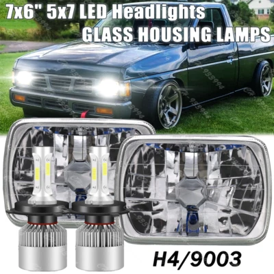 Faros LED DRL H4 haz alto/bajo para camioneta Nissan 240SX D21 NX 2 piezas 7x6" Foto 1 de 4