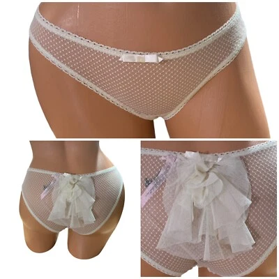 复古内裤 VICTORIAS SECRET 尼龙新娘 y2k 内裤雪纺蝴蝶结偷孔罕见 — 第 1/4 张图片
