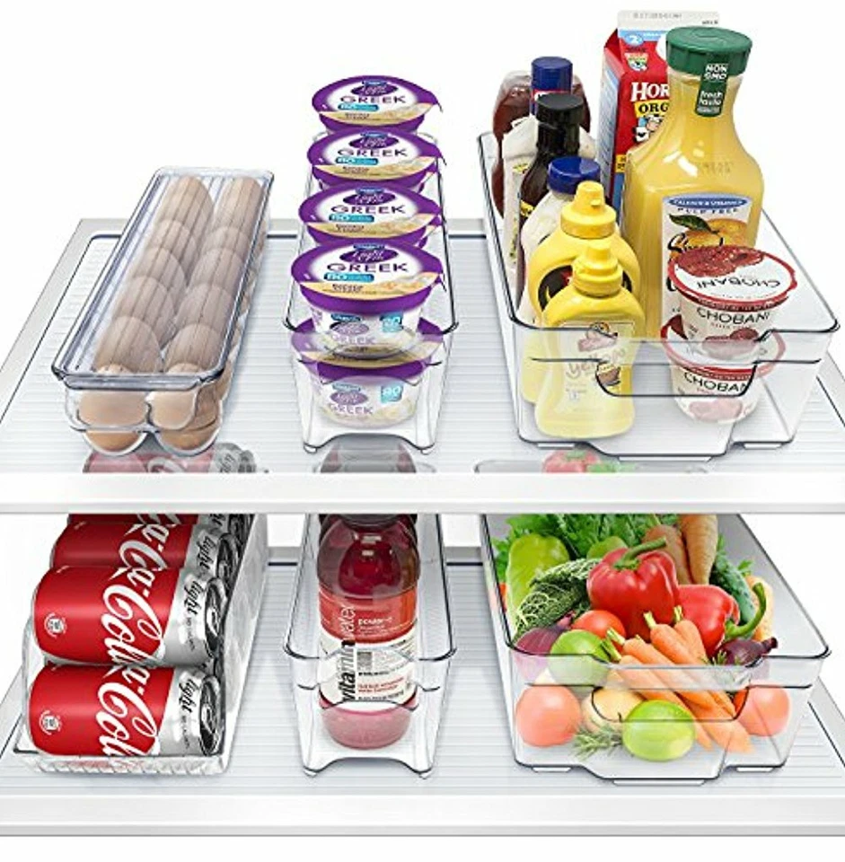6 Pack Refrigerator Organizer Bins Set - Fridge & Pantry Clear Stackable Storage - Image 1 of 4