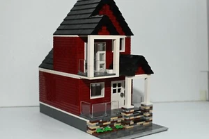 Brick House Dark Red Masonry Modular City Custom Model Built with Bricks - Picture 1 of 5