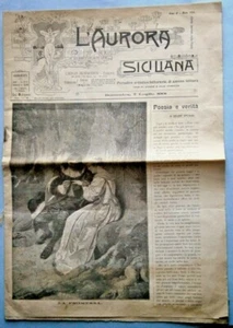 1901  L’AURORA SICILIANA Lit. Periodical with G. Crotta Art Nouveau Illustration - Picture 1 of 6