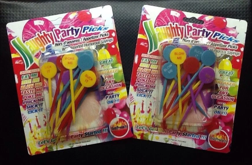 Naughty Food Picks Party Pick Assorted Funny Sayings Cupcake Appetizer Two Packs - Image 1 of 2