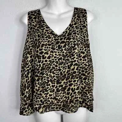 Camisa Zara Mujer Mediana Estampado Leopardo Sin Mangas Cuello en V Carrera Coqueta Blusa Foto 1 de 4