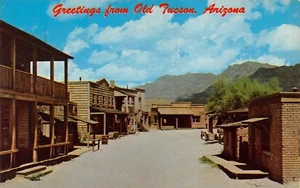 Greeting From Old Tucson Main Street View Tucson,AZ Vtg 1962 Petley Postcard - Picture 1 of 2