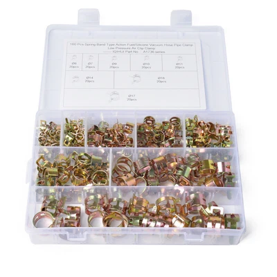 Clip de manguera de línea de combustible para automóvil 160 piezas de 6-17 mm tubo de agua tubo de aire abrazadera sujetador en caja Foto 1 de 4