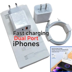 iPhone Fast Charging Cable and Adaptor 1M Pd 20w USB-C Plug for iPhones 11 - 16 - Picture 1 of 11