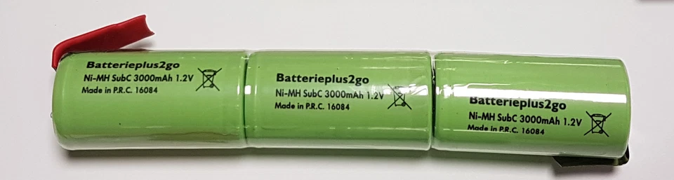 3er Akku Säule Sub-C 3000 mAh | 3,6 V  NiMh mit Z Lötfahne   - Bild 1 von 1