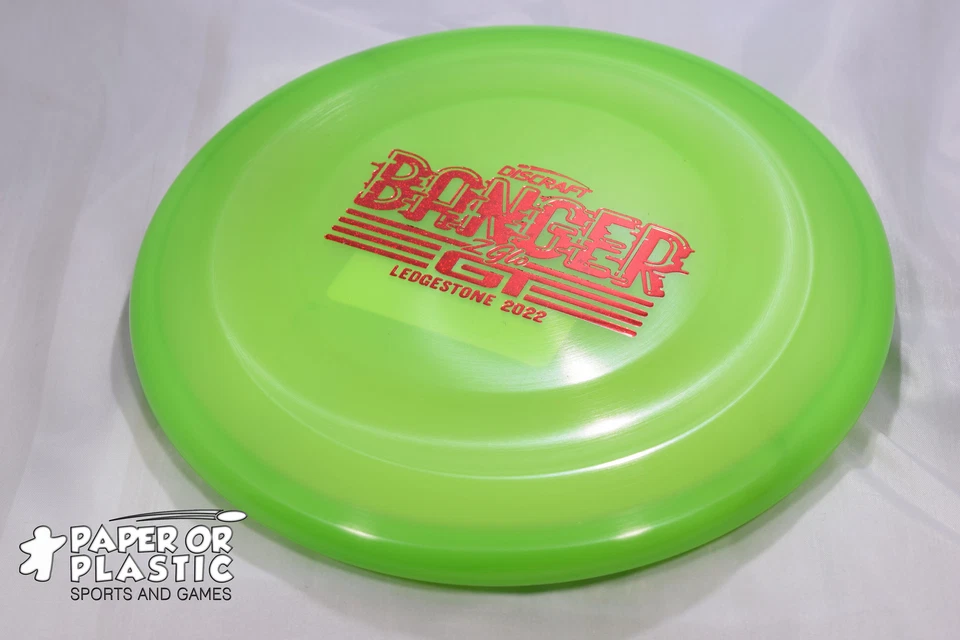 Discraft Ledgestone 2022 Z GLO BANGER-GT Disc Golf 174 Putter Lime Green NEW Red - Image 1 of 1