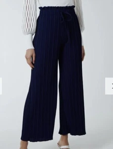 Blue Vanilla Womens NAVY Wide Leg Pleated Trousers - Picture 1 of 11