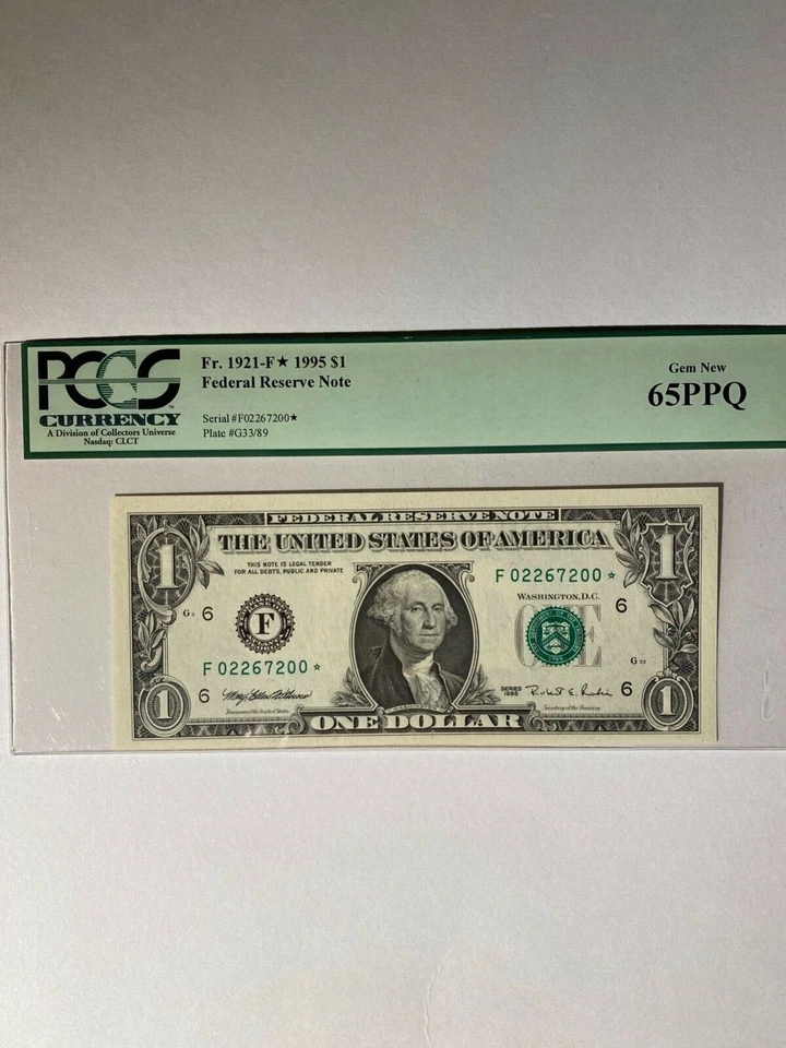 Federal Reserve Note Star Note 1995 $1  - Image 1 of 2