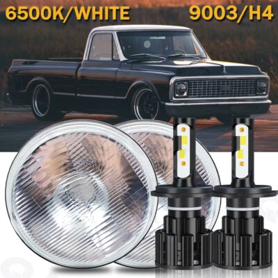 7"Round Led Headlight H4-H13 Hi/Lo Bulb for Chevy C10 C20 C30 G10 G20 K10 Foto 1 de 4