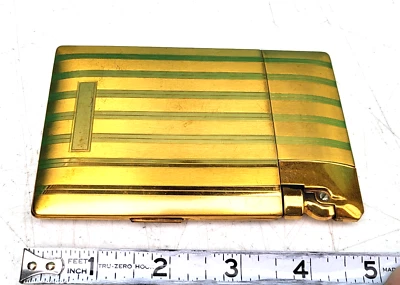 Combo de estuche de cigarrillos encendedor Elgin década de 1950 Art Deco acabado dorado Foto 1 de 4