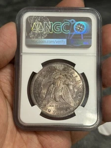1883 CC CARSON CITY Mint NGC MS62 - Silver Morgan Dollar $1 US Back Toned - Picture 1 of 2
