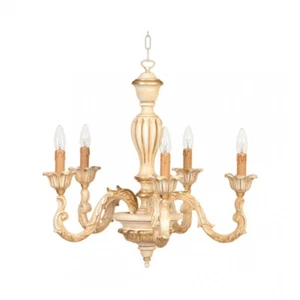 Klassischer Kronleuchter aus Holz goldbeizt 5-flammig esse 711/5 - Bild 1 von 1